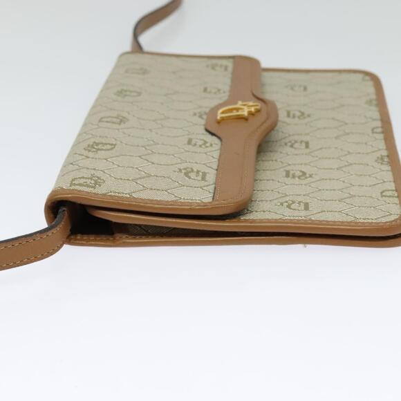 DIOR Honeycomb Canvas Shoulder Bag Pvc Leather Beige Gold - Picture 4 of 12